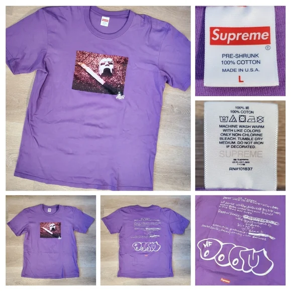 Supreme MF DOOM Tee Dusty Purple FW23 Size Large T-shirt NWOT New Without Tags - Picture 1 of 8